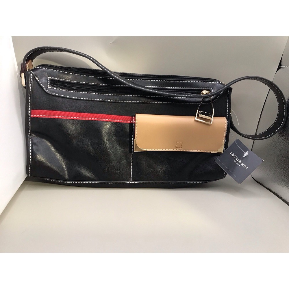 Liz Clairborne Purse New With Tags Black‎ Tan Red